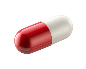 Red and white capsule pill isolated on a white background png