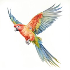 Fototapeta premium Parot flying drawing parrot animal.