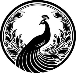  "Peacock Silhouette Vector Art – Elegant and Majestic Bird Design for Decorative Graphics, Wall Art, and Creative Illustrations"