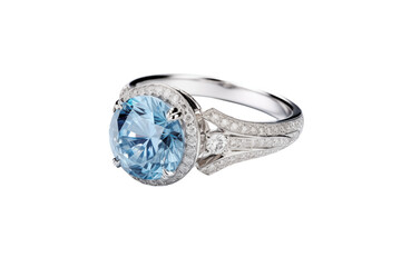 Stunning Aquamarine and Diamond Ring: Luxury Jewelry Design isolated on transparent background png