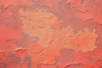Old wall background. Rough grain grungy plaster texture surface. Red orange peach terracotta pink persimmon. Oil paint. Color. Urban vintage exterior. Close-up. For design. Template

