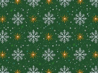 Holiday fabric pattern with snowflakes and festive elements