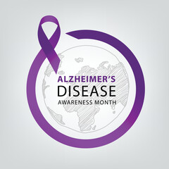 Purple ribbon. Alzheimers awareness. healthcare and medicine concept. Vector illustration.