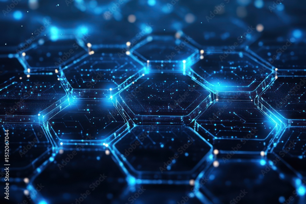 Poster high-tech blue hexagonal background for innovation