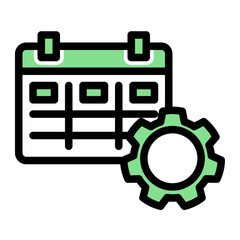 Schedule Planner Icon - Glyph Color Lineal Style for Date Organization.