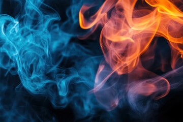 Fototapeta premium Collection of fire and smoke effects on black