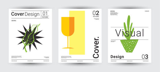  Modern Abstract Geometric Poster Design Set &ndash; Modern Memphis Style with Colorful Bauhaus-Inspired Vector Layout