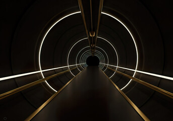 Dark tunnel with golden luxury feel