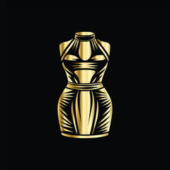 Modern Fashionable Dress Logo | Women's Beauty Fashion Vector for Boutique and Store Branding. Chic Women's Dress Logo | Beauty Fashion Vector for Boutique Clothing Store Branding.