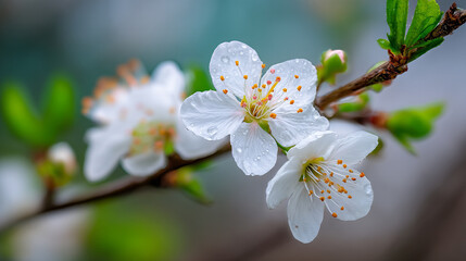 Obraz premium Ultra-Focused Tree Blossom with Dreamy Nature Backdrop