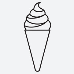 cone ice-cream line art silhouette vector art illustration, ice cream vector illustration