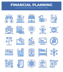 Financial Planning Icons. A Collection of 25 Essential Business Strategy Graphics