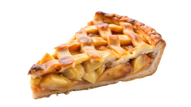 Juicy Apple Pie Slice Isolated on Transparent Background - Delicious Homemade Dessert