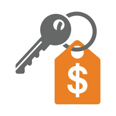 Real Estate Key and House Vector Logo with Dollar Sign.