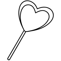 Modern Line Art Heart Lollipop with Decorative Patterns