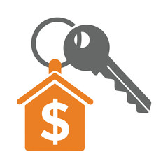 Real Estate Key and House Vector Logo with Dollar Sign.