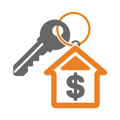 Real Estate Key and House Vector Logo with Dollar Sign.