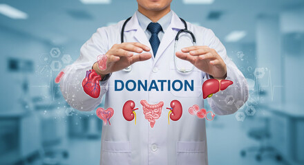 Understanding organ donation doctor promotes organ donation awareness for saving lives concept 100