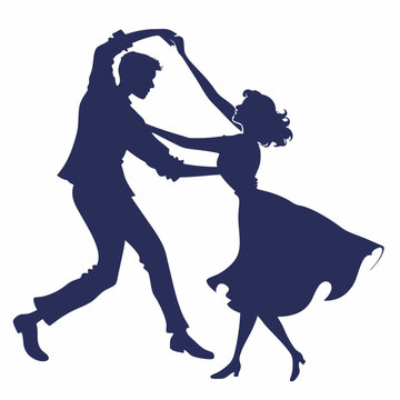Silhouette of a couple dancing the jitterbug