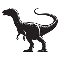 Allosaurus silhouette showing muscle and might – Allosaurus illustration – Minimalist Allosaurus vector – Dinosaur silhouette

