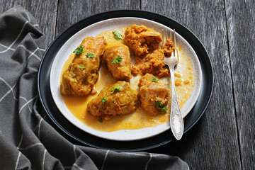 cabbage rolls with quinoa and ground meat filling