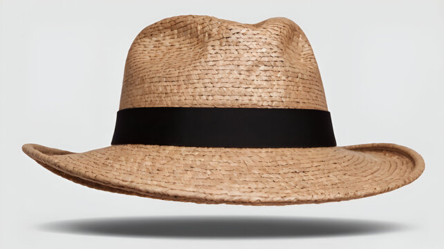 Sheff hat isolated on transparent background Tan hat with a brown and black ribbon tied around it Generate AI,
