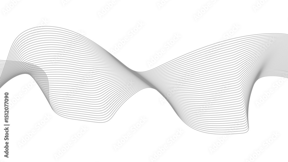 Poster abstract black lines wave curve motion on white background. black wavy lines on white background vec