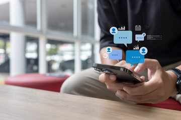 Business communication via mobile messaging app..