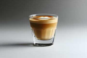 Glass of latte coffee drink on gradient background