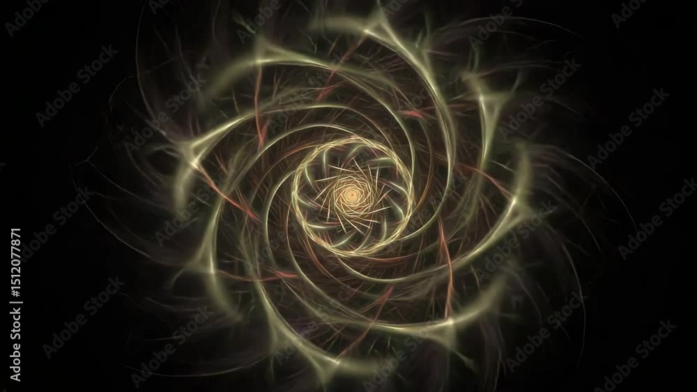 Poster mesmerizing abstract spiral design with luminous strands radiating from a glowing center for digital