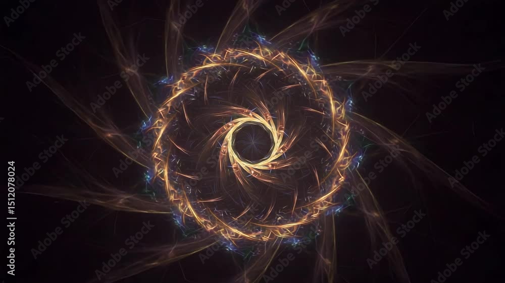 Poster intricate abstract spiral fractal with glowing accents creating a captivating design for digital art