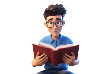 Reading book publication cartoon.