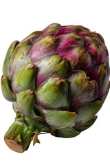 Fototapeta premium Artichoke: A close-up, vibrant depiction of an artichoke, its multi-layered leaves showcasing shades of green and purple, a testament to nature's intricate artistry.