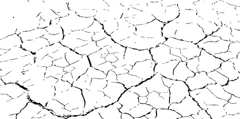 Vector background. Desert backdrop.The cracks texture white and black.Cracks in dry surface soil texture	