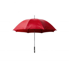 A vibrant red umbrella against a white isolated background, perfect for use in various creative projects and advertising.