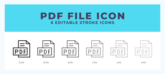 Pdf file icon symbol. Outline. Lineal icon with editable stroke.