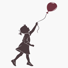 Silhouette of little girl with balloon