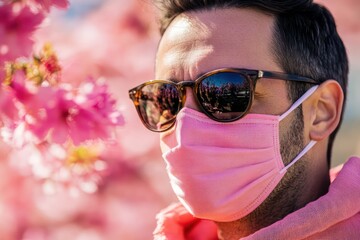 man Wearing Sunglasses and Face Mask Outdoors