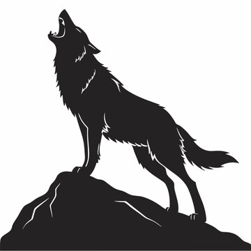 recommend clip art: Howling wolf silhouette on a rock
