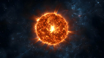Fiery Sun In Dark Space