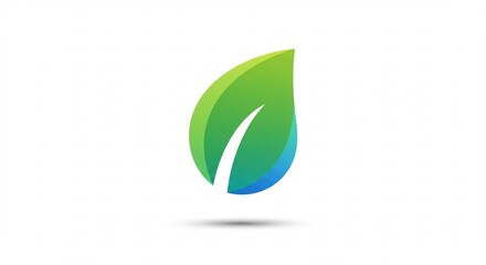 Abstract Green And Blue Gradient Leaf Icon