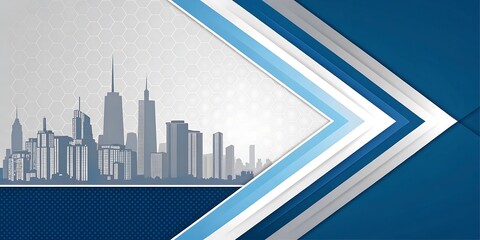 Abstract cityscape background with modern blue geometric design
