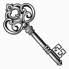 Ornate antique skeleton key illustration