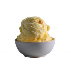 Creamy vanilla ice cream in a white bowl, perfect for summer desserts or as a sweet treat to enjoy any time.