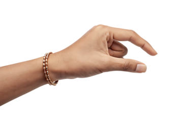 Woman's hand gesturing small size isolated on a white background