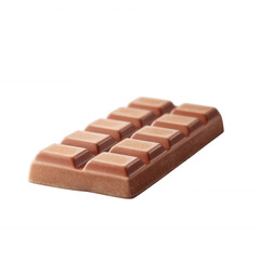 Delicious chocolate bar isolated on a white background, showcasing its rich texture and appealing design, perfect for sweet treats and dessert options.