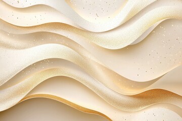 Obraz premium Elegant golden and cream wave background with glitter