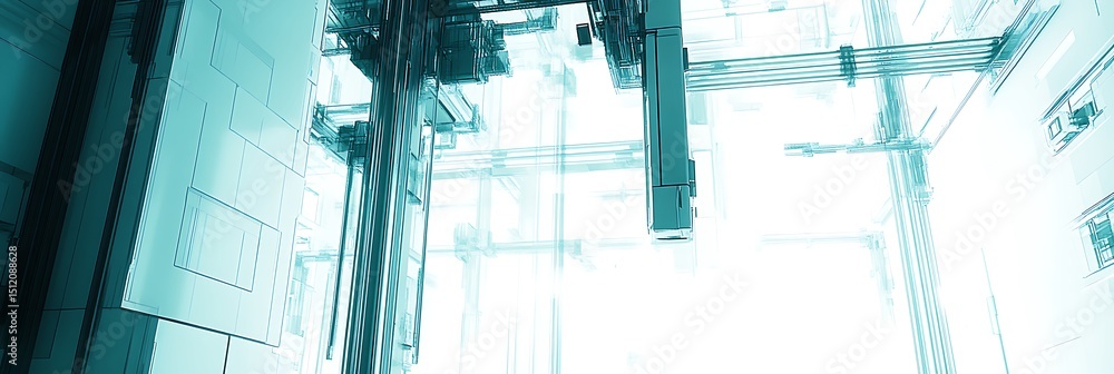 Poster futuristic abstract architecture with transparent geometric shapes