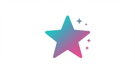 Obraz premium Gradient Pink Blue Star with Sparkles on White Background