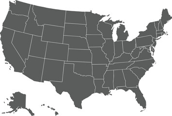 United States of America Editable Vector Map with Transparent Background
